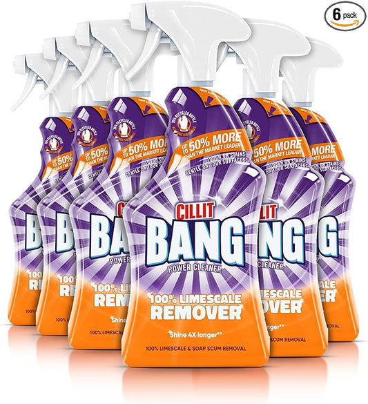 Cillit Bang Limescale Remover l Use in Showers, Bathrooms, Kitchen|Removes Limescale, Grime & Rust l Size: 750ml (Pack of 6)